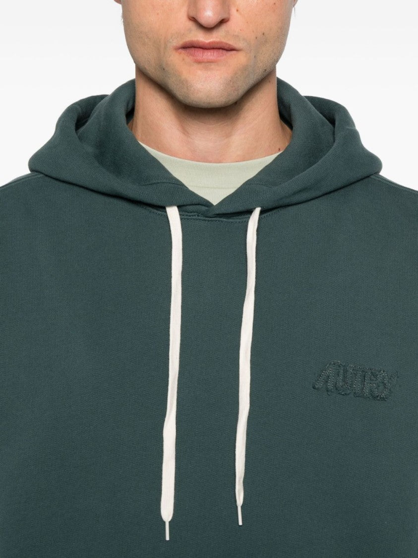 Autry Deep Green Relaxed-Fit Hoodie With Subtle Embroidery