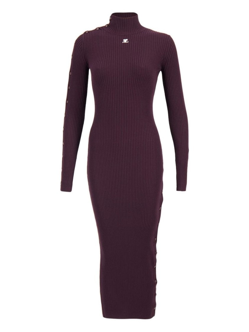 Courrèges Ribbed Midi Dress With Button Detail