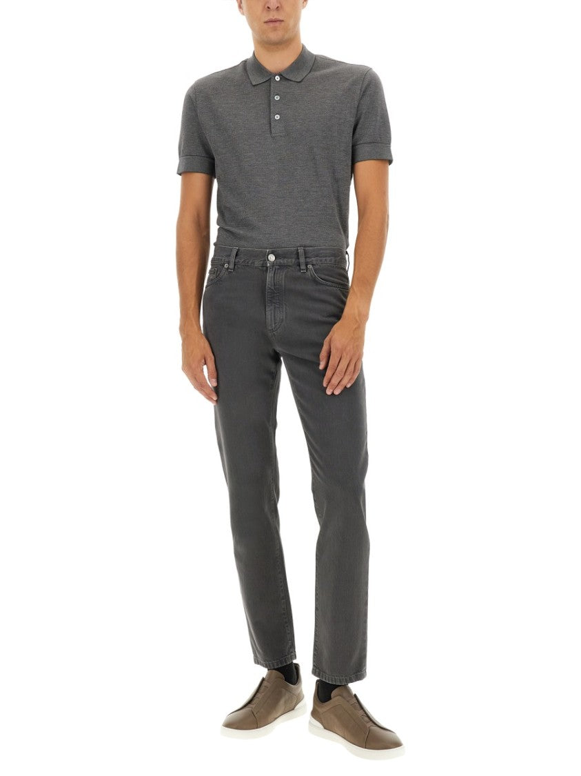 Zegna Charcoal Grey Straight-Leg Denim Pants