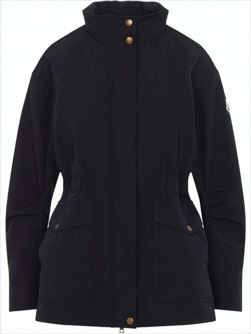 Moncler Tailored Black Jacket With High Collar And Flap Pockets