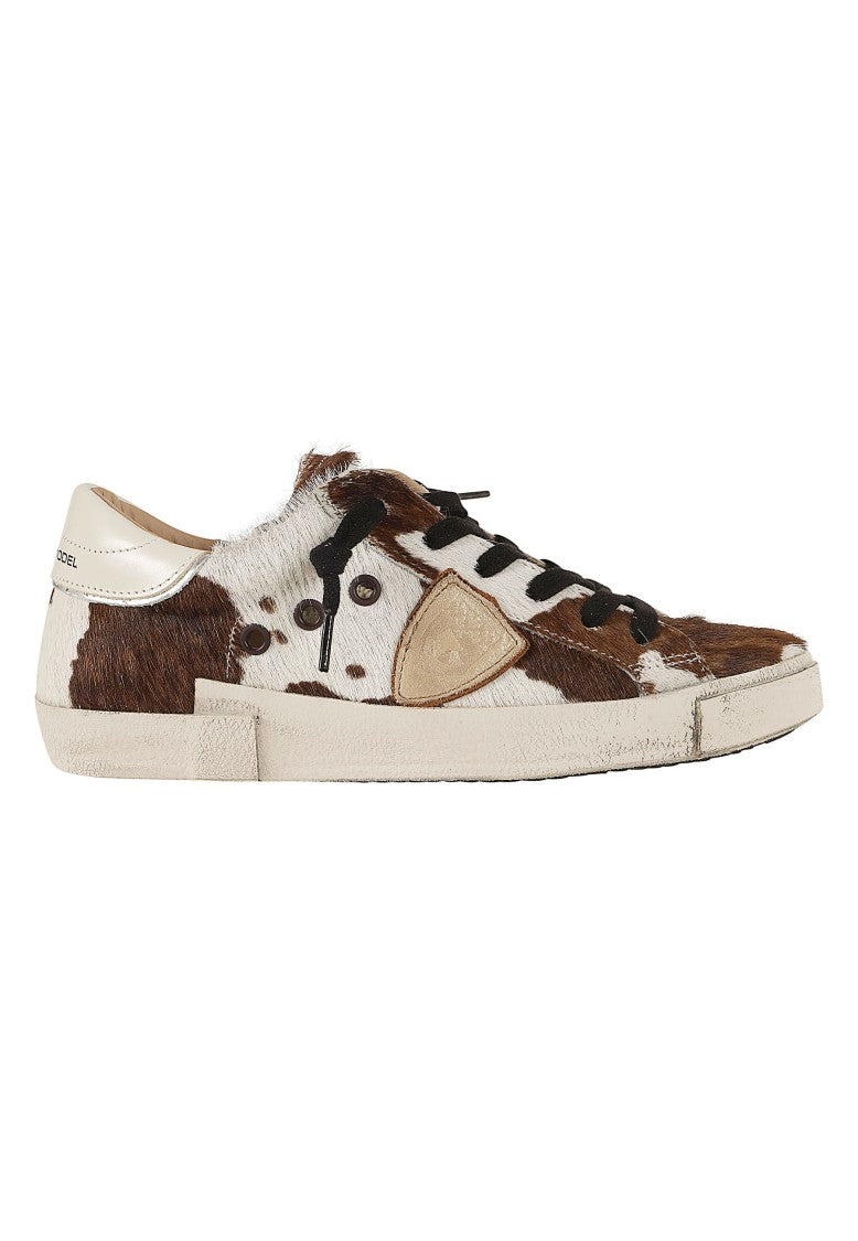 Philippe Model Prsx Low Cow-Print Calf-Hair Low-Top Sneakers