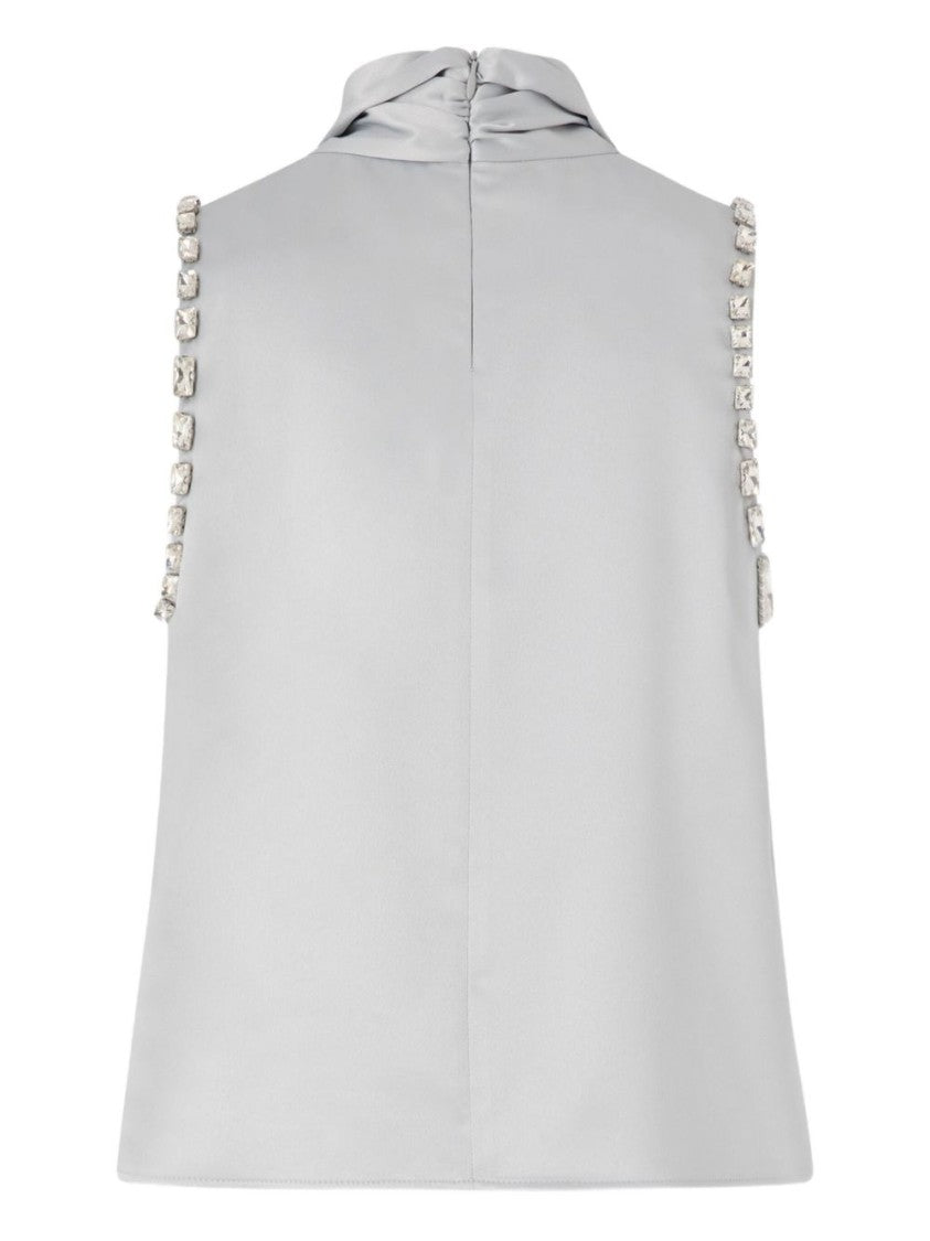 Pinko Sleeveless Tie-Neck Top With Embellished Armholes