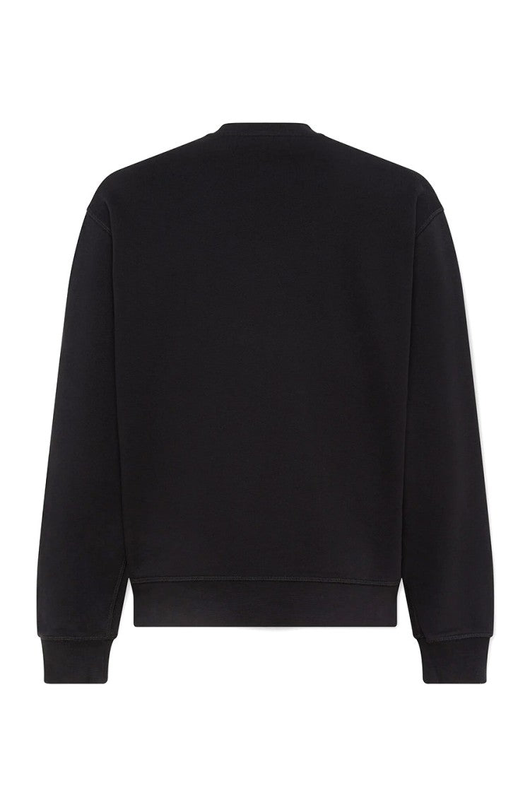 Dsquared2 Black Milano Logo Printed Cotton Crewneck Sweatshirt