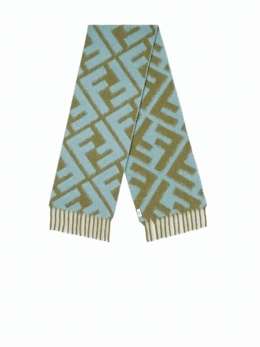 Fendi Geometric Patterned Alpaca-Wool Scarf