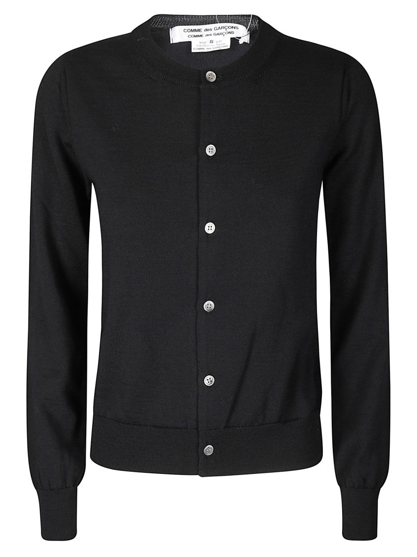 Comme Des Garçons Black Knit Cardigan With Contrasting Button Fastening