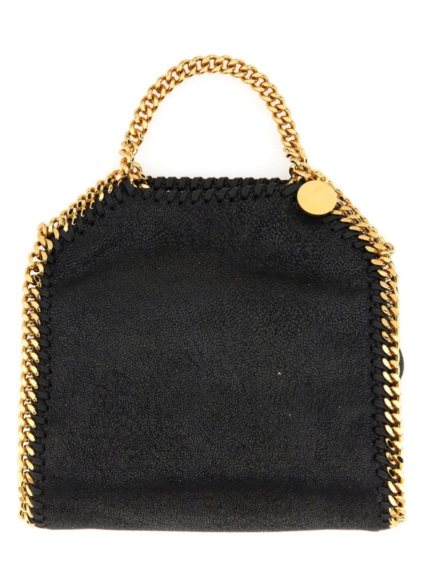 Stella Mccartney Textured Black Tote With Gold Chain Trim By Stella Mccartney