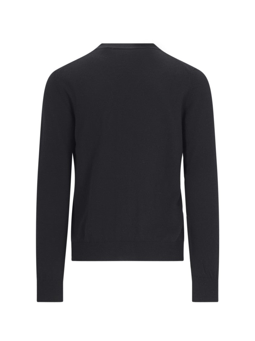 Comme Des Garçons V-Neck Black Wool Cardigan