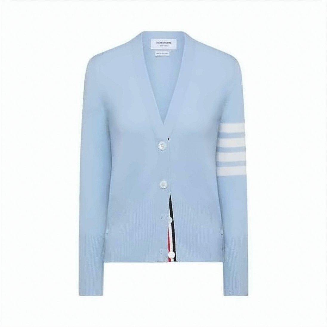 Thom Browne Light Blue Cashmere Cardigan With V-Neck