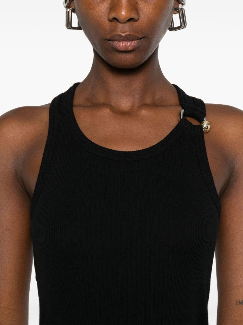 Jean Paul Gaultier Black Cut-Out Ribbed Crew Neck Top