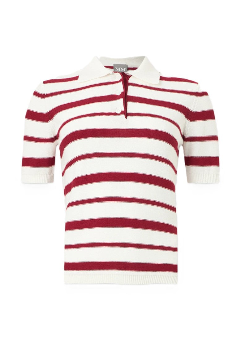 Max Mara White Red Cotton Blend Sweater
