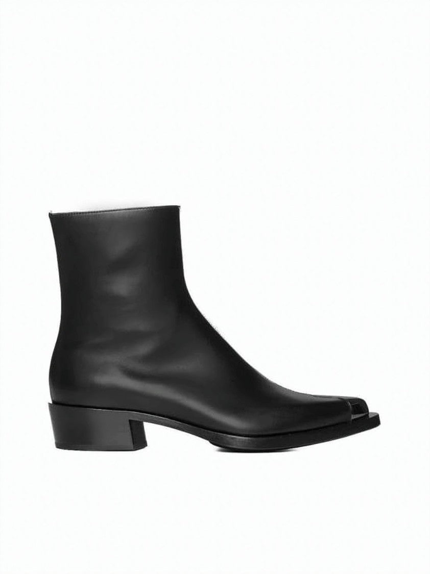 Alexander Mcqueen Sleek Ankle Boot With Metallic Cap