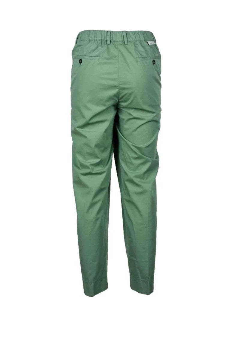 True Nyc Vibrant Green Trousers With Tailored Fit And Cropped Silhouette