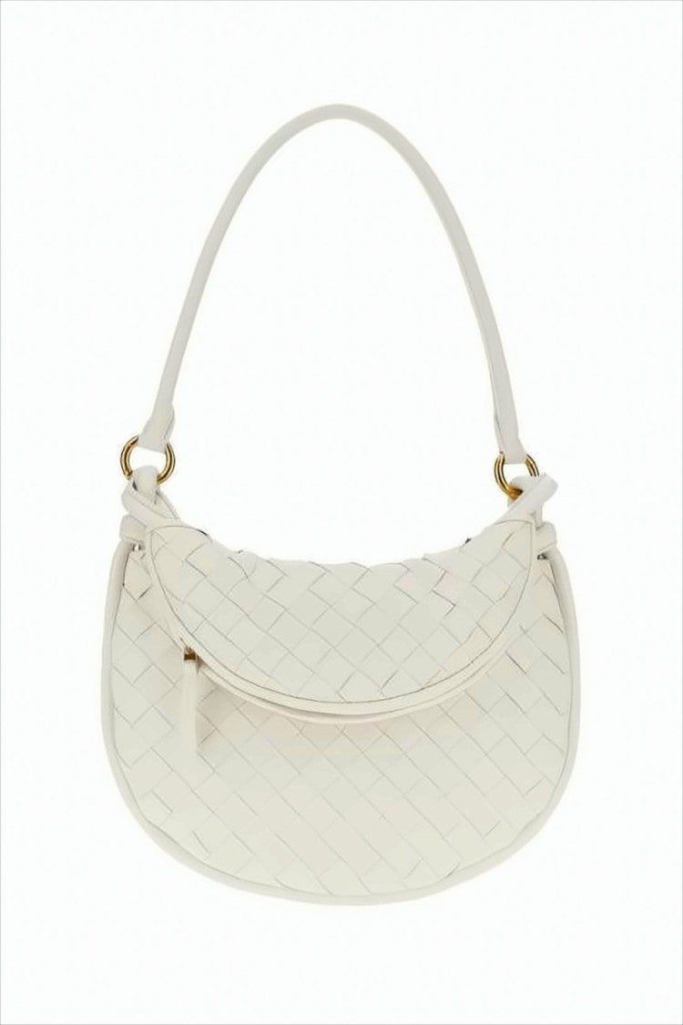 Bottega Veneta Curved White Lambskin Shoulder Bag