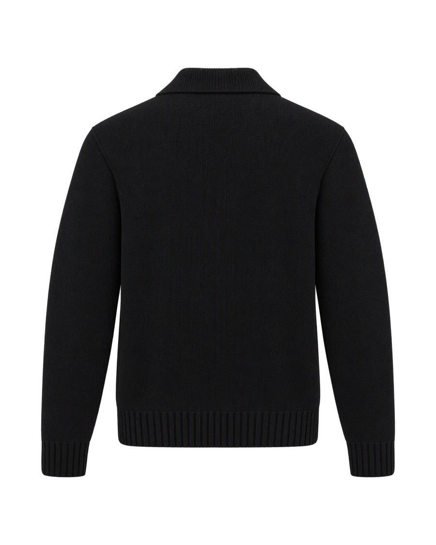 Arte Antwerp Black Polo Collar Full-Zip Cardigan