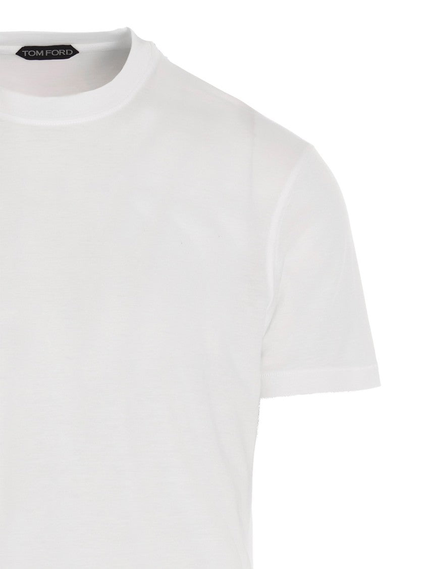 Tom Ford Crewneck White T-Shirt With Lyocell Blend