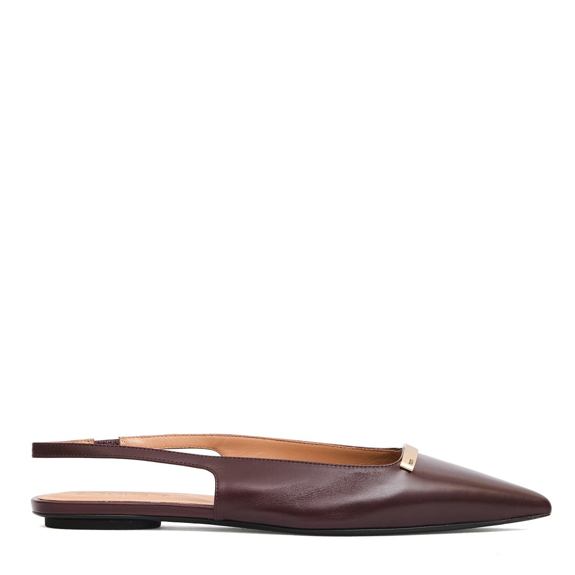 Tod's Low-Heeled Burgundy Leather Slingbacks