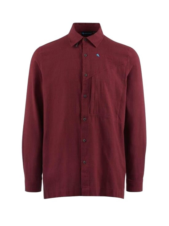 Klattermusen Long-Sleeved Burgundy Shirt With Classic Collar And Chest Pocket