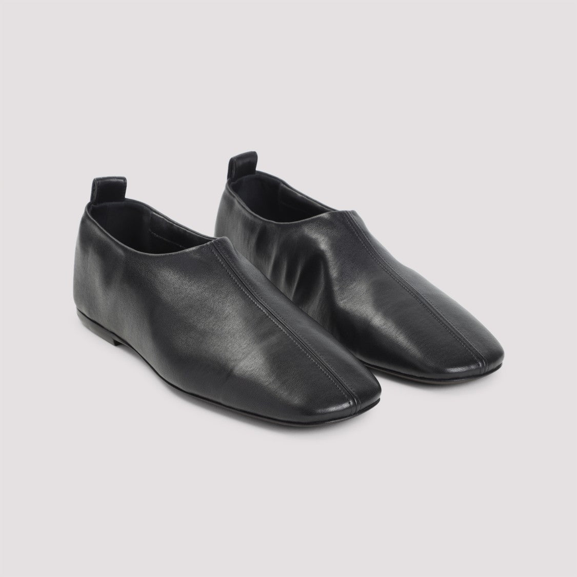 Dries Van Noten Soft Black Leather Loafers With Squared Toe