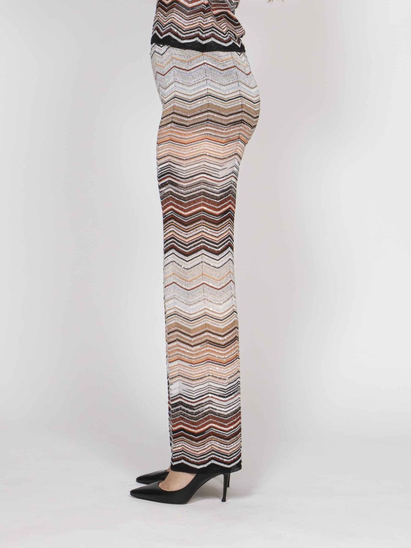 Missoni Zigzag Pattern Earthy Tones Wide-Leg Pants