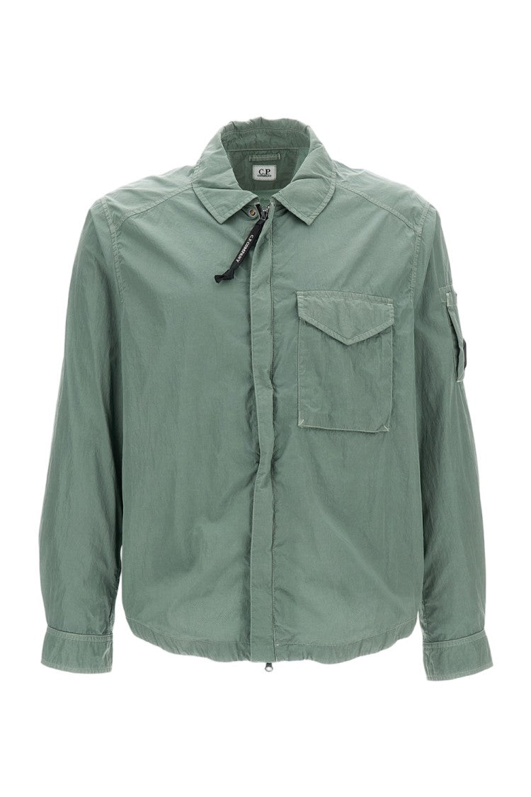 C.P. Company Solid Green Casual Shirt With Classic Button-Up Design