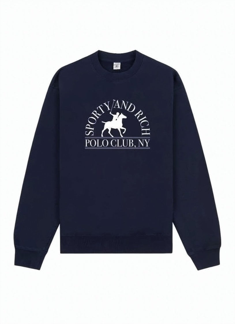 Sporty And Rich Relaxed-Fit Long-Sleeve Crewneck Sweatshirt With Central Graphic