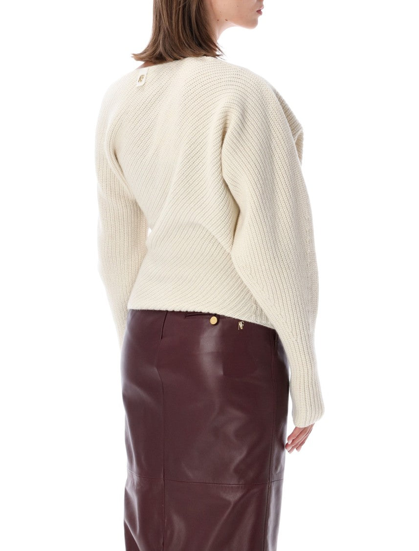 Alberta Ferretti Ribbed Wool-Blend Asymmetric Sweater