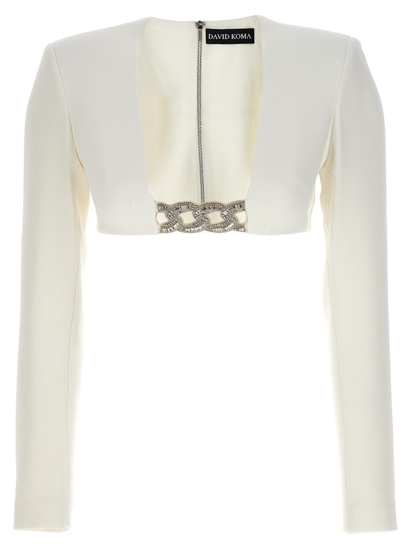 David Koma 3D Crystsal Chain And Square Neck' Top