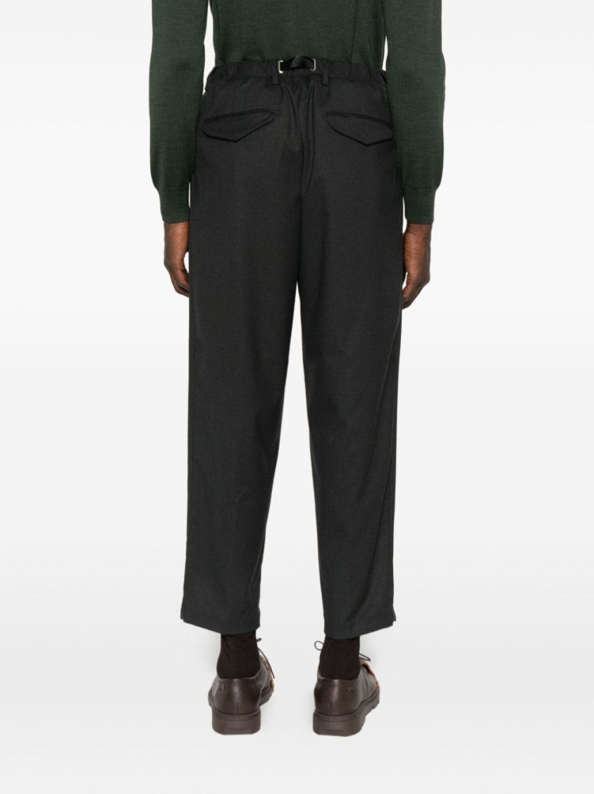 White Sand Tailored Black Trousers With Buckle Belt Detail