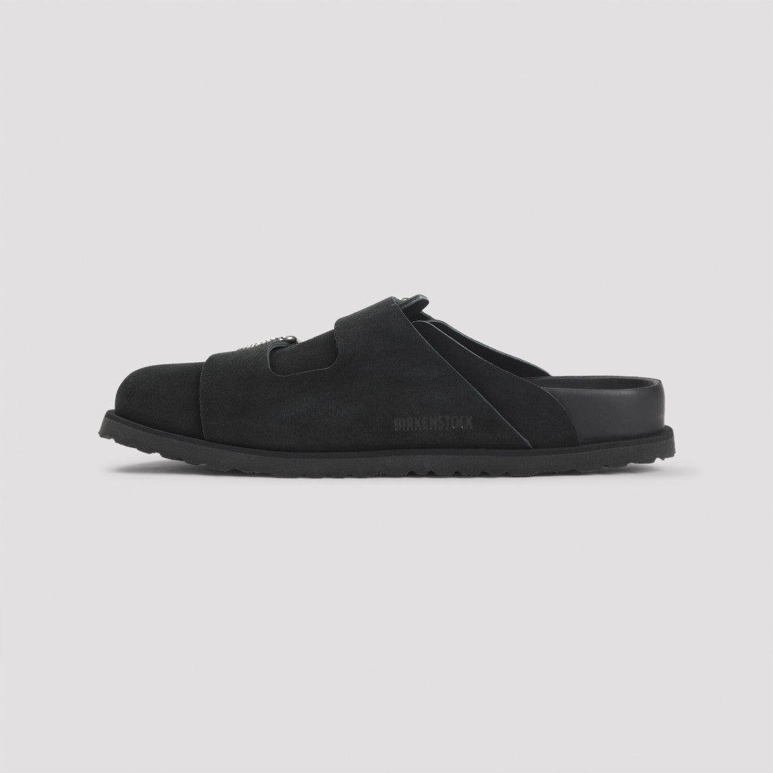 Birkenstock Black Suede And Cork Slippers