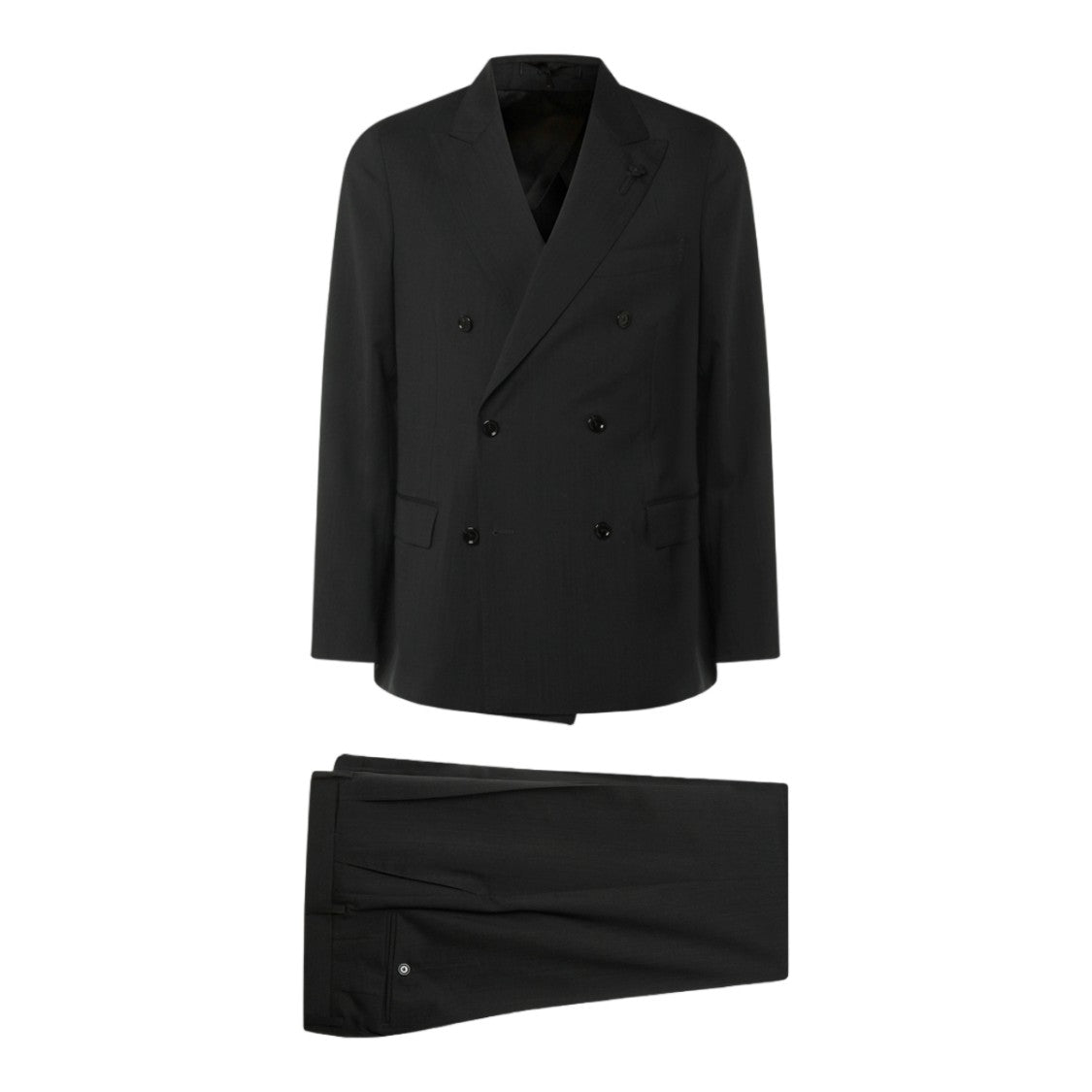 Lardini Double-Breasted Black Blazer With Structured Silhouette