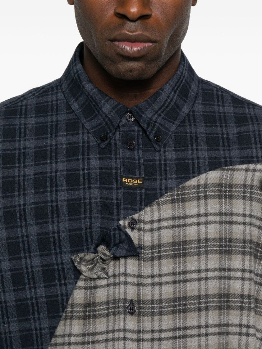 Martine Rose Collage Effect Asymmetrical Shirt With Embroidered Logo