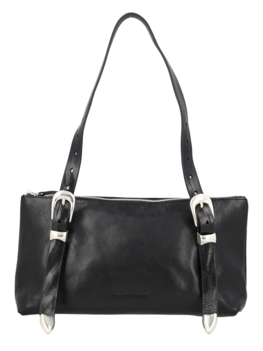 Our Legacy Black Smooth Leather Rectangular Shoulder Bag