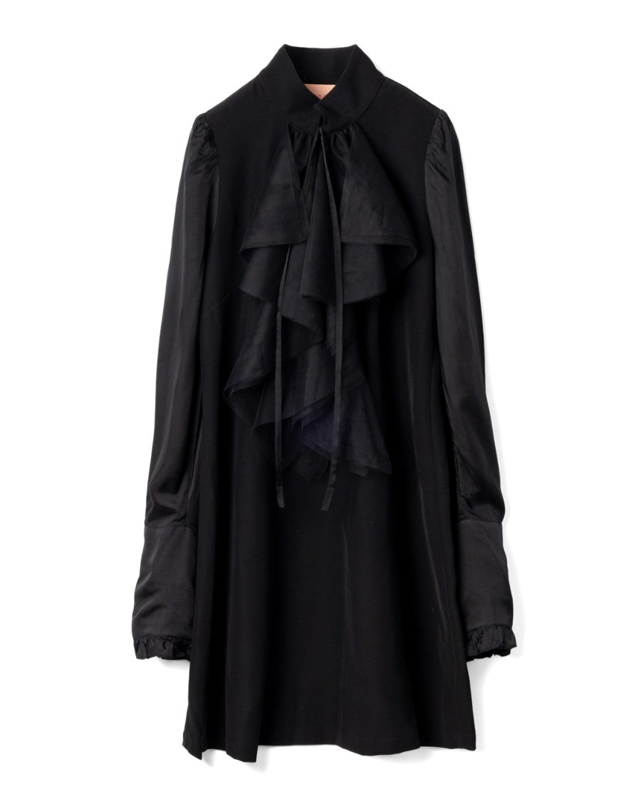 Viktor & Rolf Long-Sleeve Black Dress With High Collar