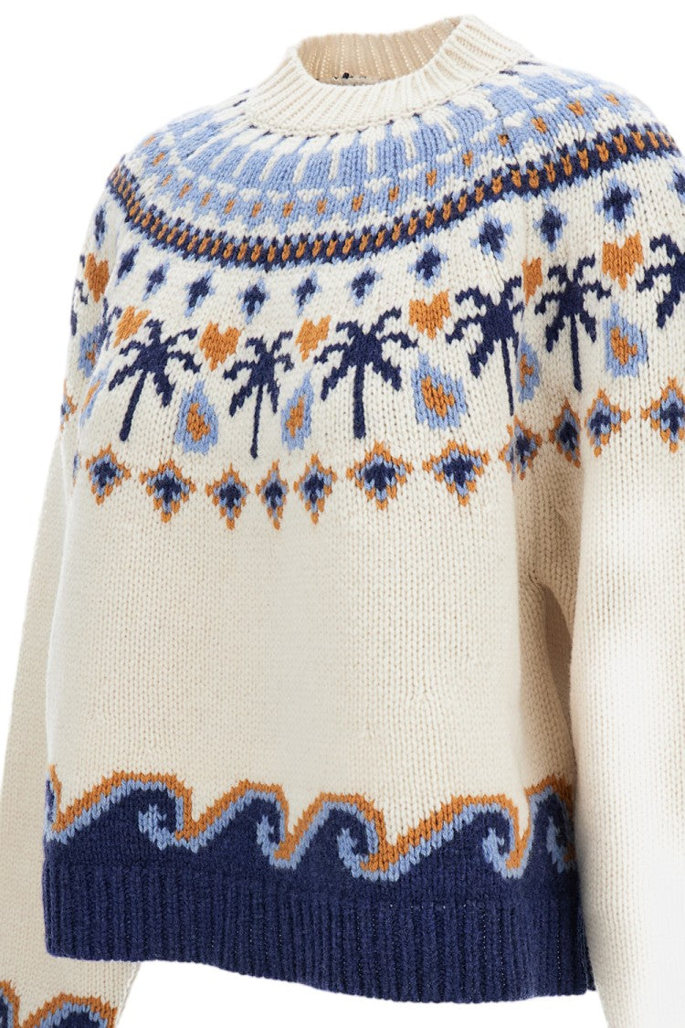 Alanui Nordic-Inspired Jacquard Knit Sweater With Ribbed Finish