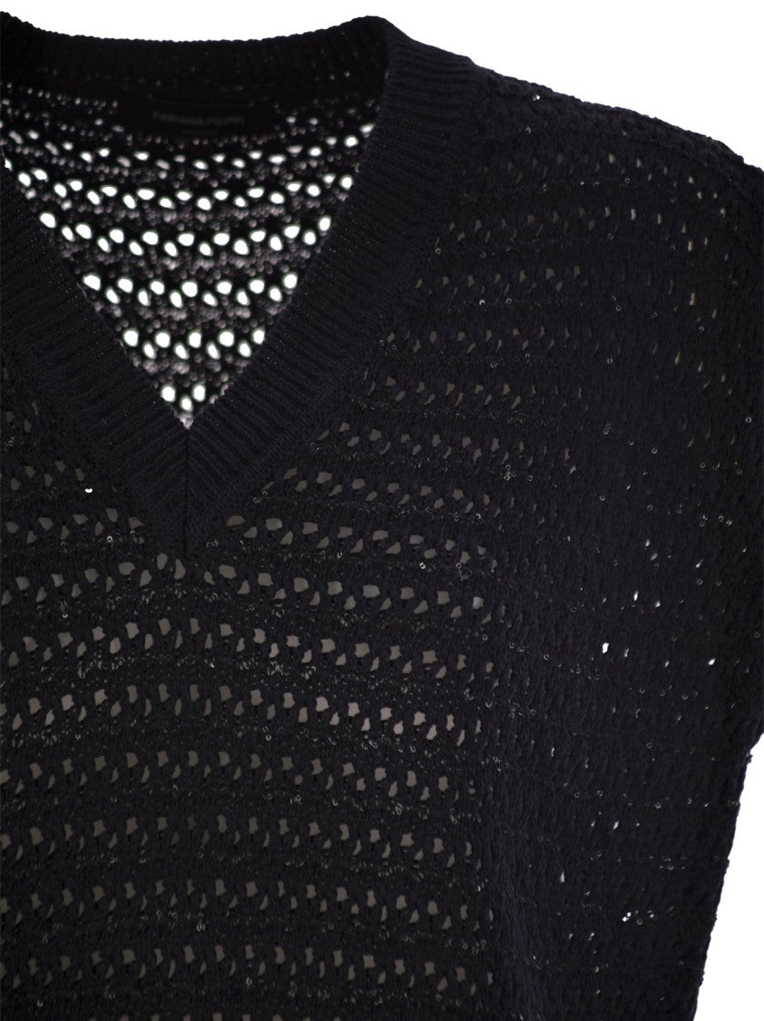 Fabiana Filippi Cotton Crochet Jumper With Sequins