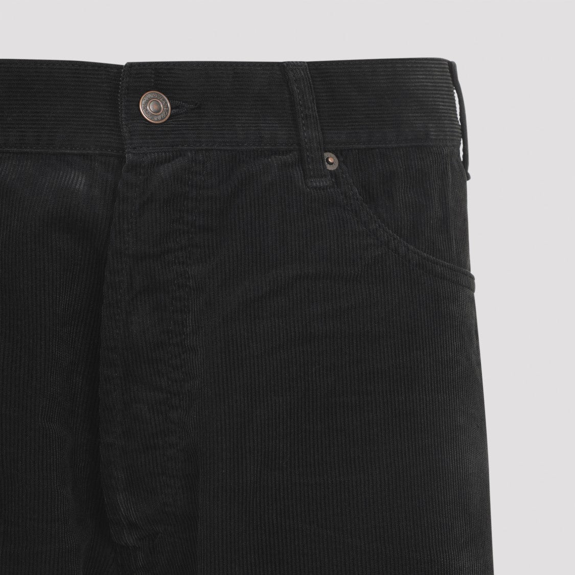 Celine Low-Rise Straight Leg Jeans In Black Cotton Corduroy