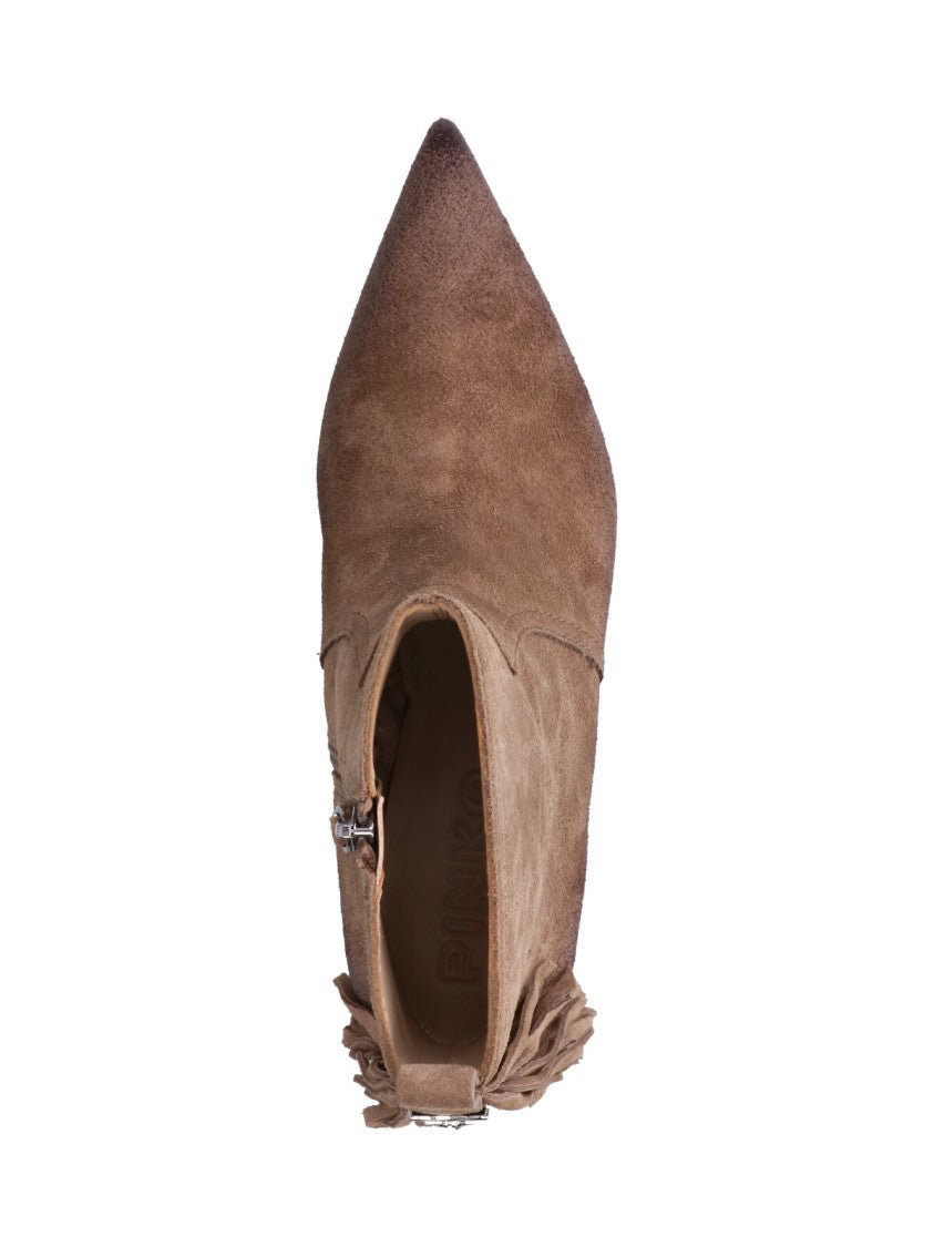 Pinko Beige Didi 01 Fringed Suede Boots
