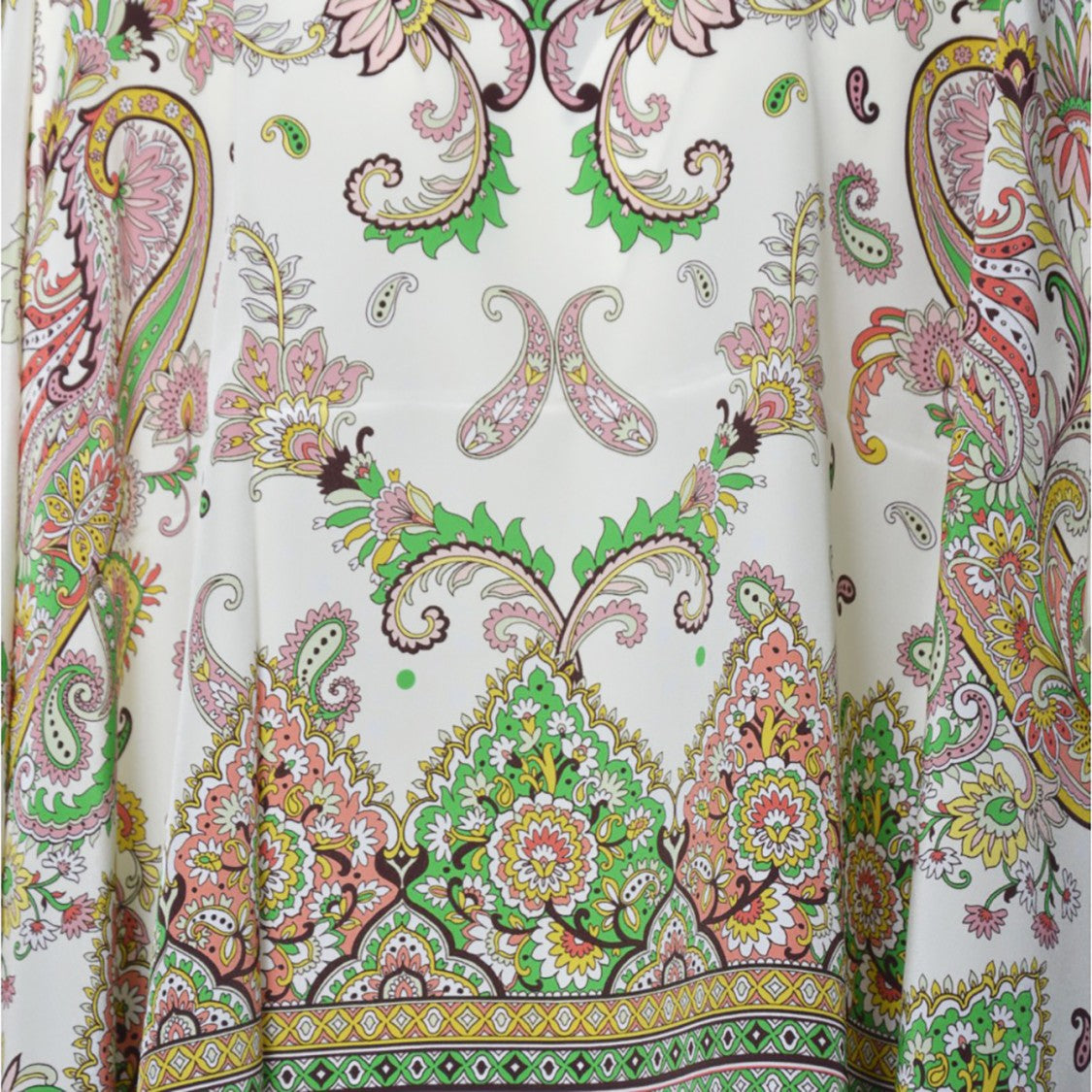 Etro Cream Silk Poncho With Floral Paisley Print