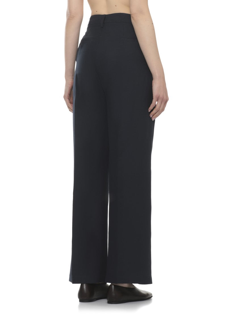 Woolrich Blue Linen-Blend Wide-Leg Pants