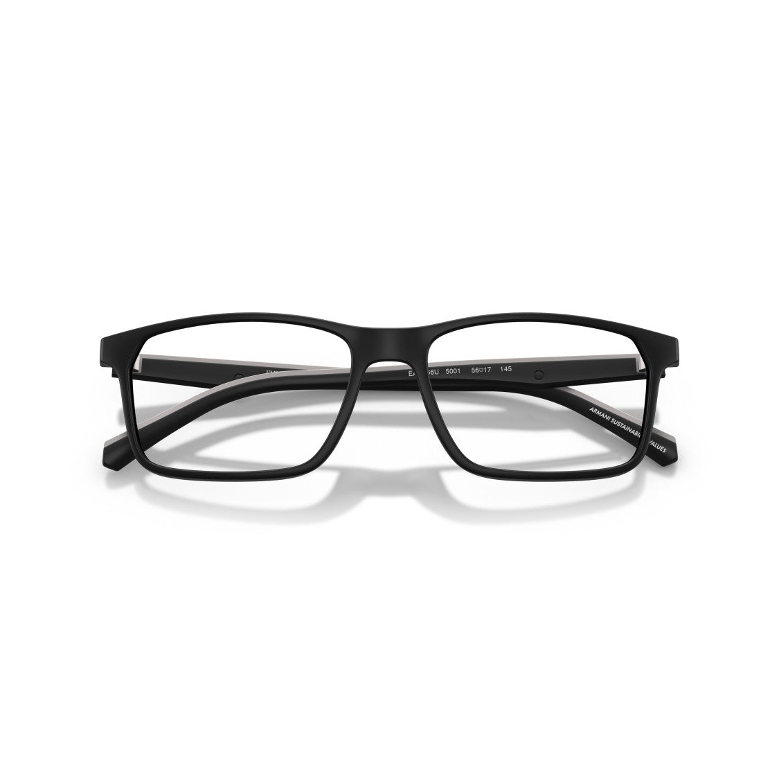 Emporio Armani 0Ea3266u Matte Black Rectangular Eyeglasses With Subtle Logo