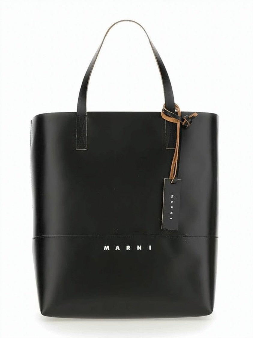Marni Structured Black Polyester Tote Bag