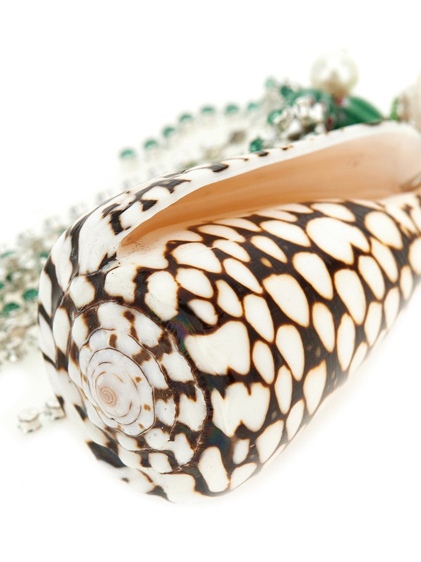 Dries Van Noten Brass Shell Necklace With Rhinestone And Bead Accents