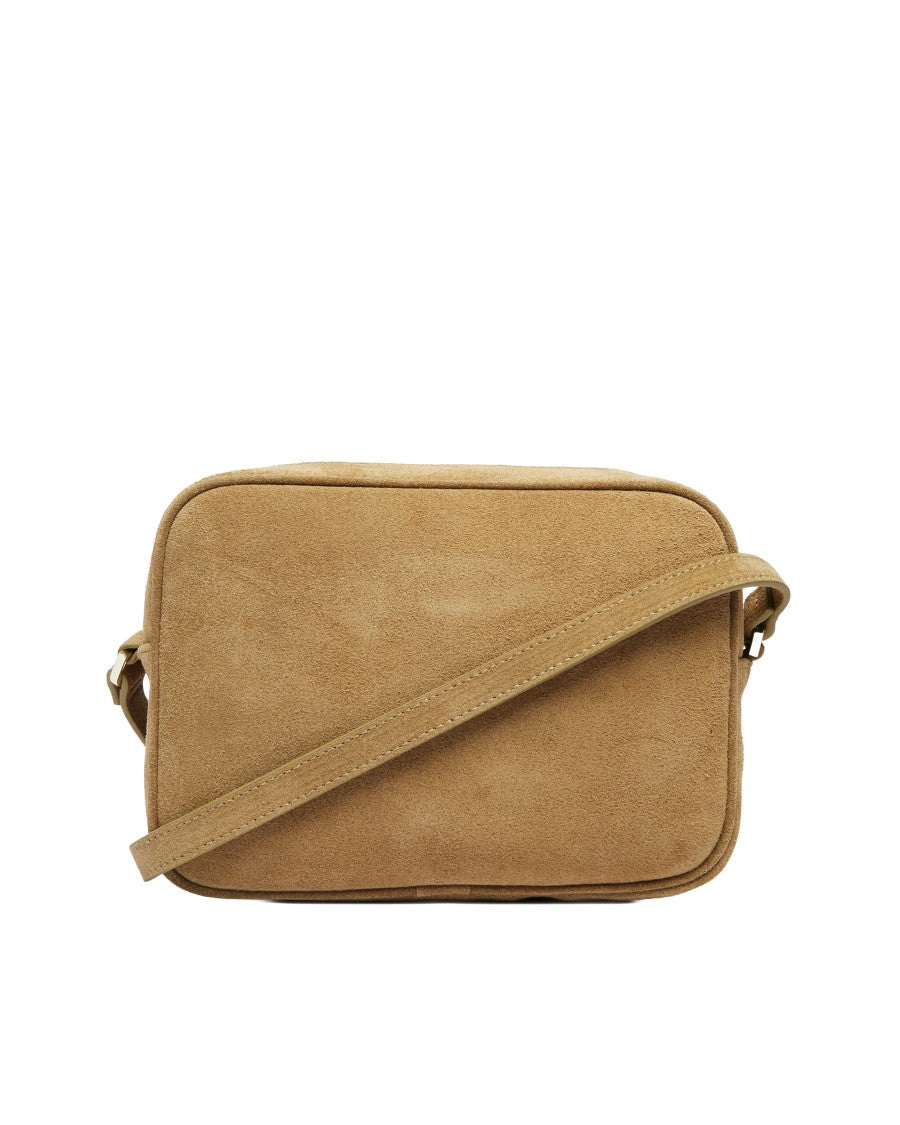 Patrizia Pepe Suede Crossbody Bag In Sand Beige
