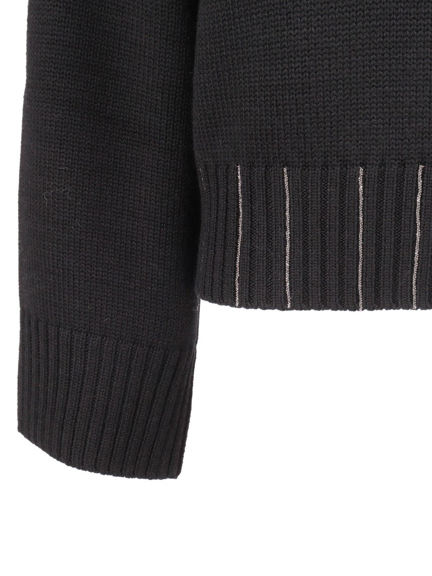 Fabiana Filippi Cropped Turtleneck Sweater In Fine Merino Wool