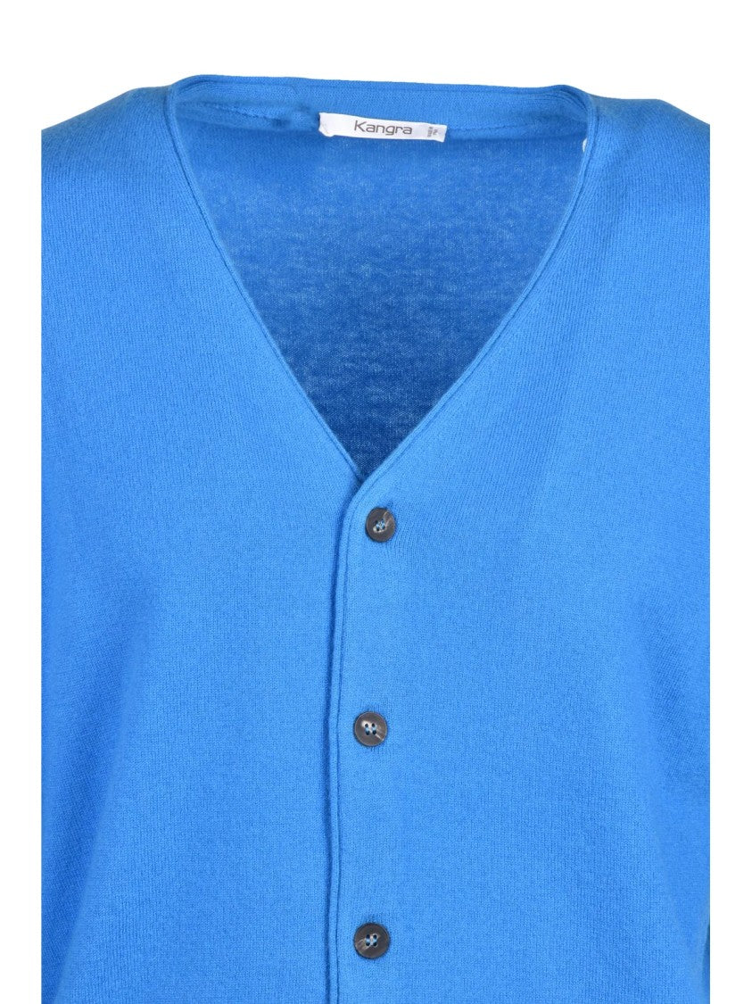 Kangra Blue Merino Wool V-Neck Cardigan