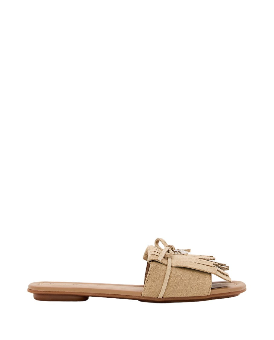 Hogan Fringe-Embellished Suede Sandals With Bow Detail