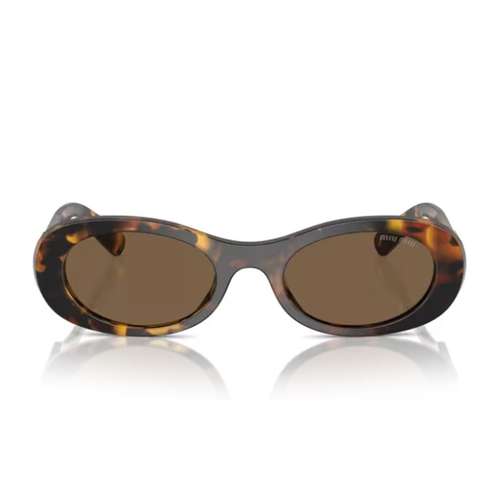 Miu Miu Oversized Oval Sunglasses In Dark Havana Acetate