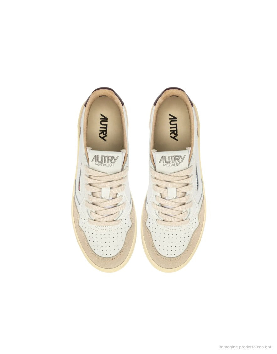 Autry White Leather Suede Medalist Sneakers