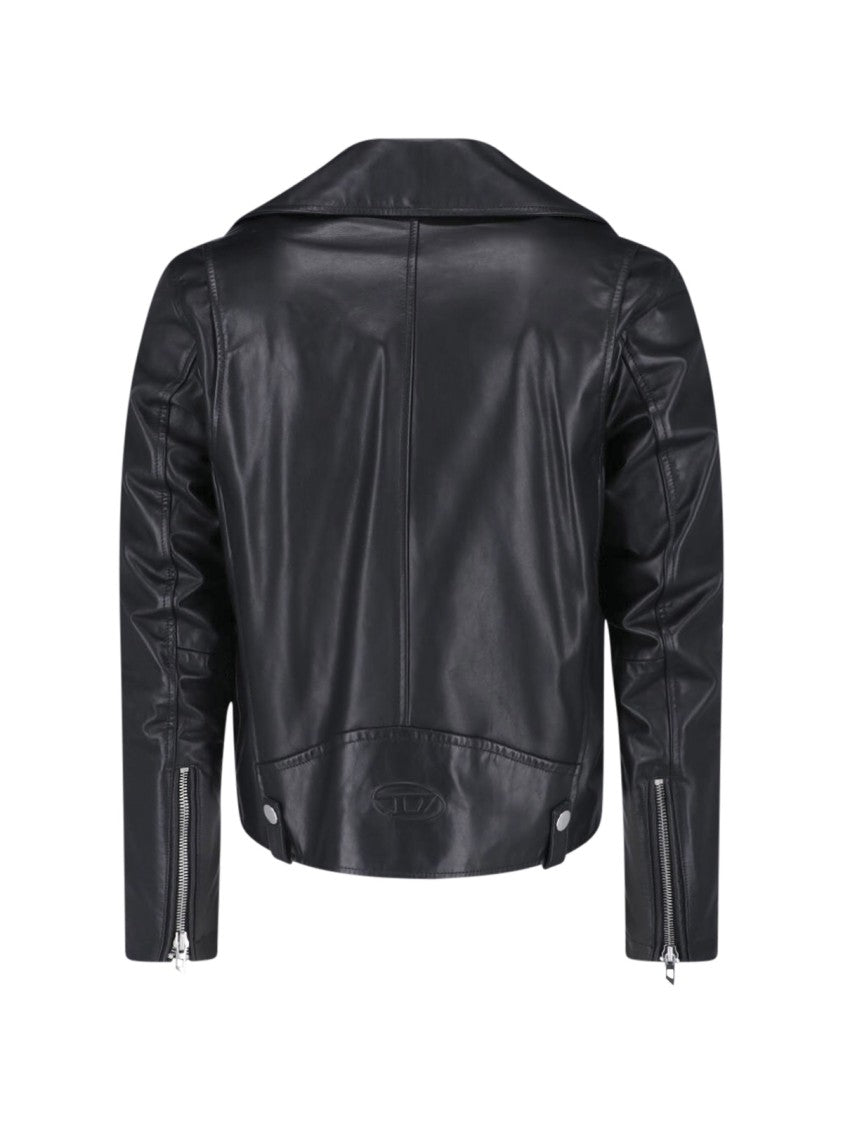 Diesel Classic Biker Jacket With Asymmetrical Zipper