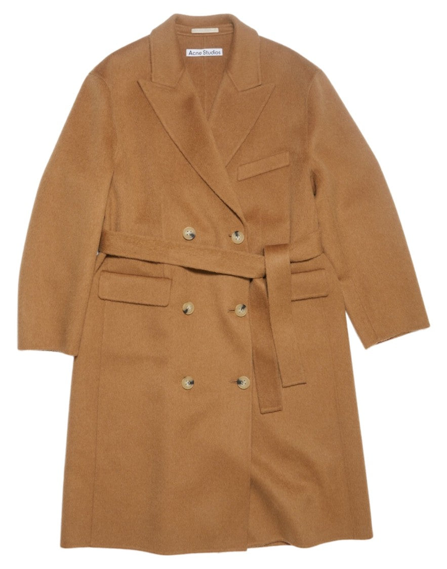 Acne Studios Double-Breasted Camel Coat With Belted Waist